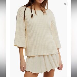 Free People Cream Mini Skirt Sweater Set